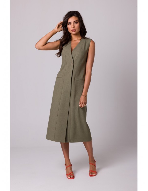 B254 Sleeveless midi dress - olive