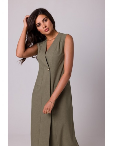 B254 Sleeveless midi dress - olive