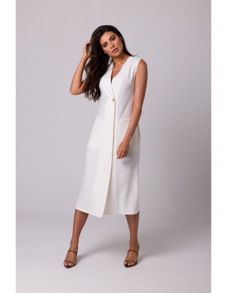 B254 Sleeveless midi dress - cream