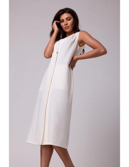 B254 Sleeveless midi dress - cream