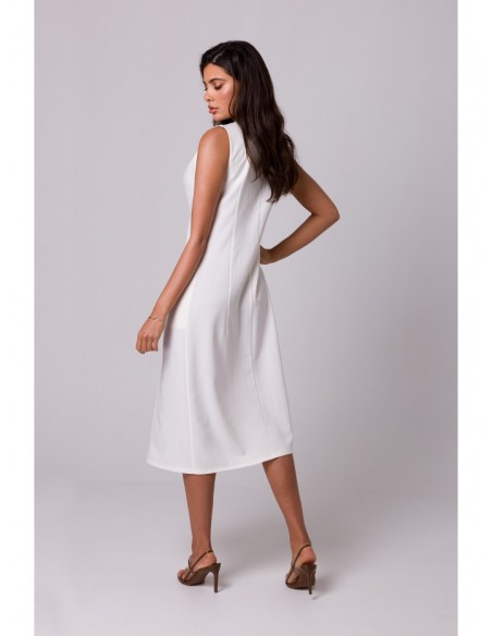 B254 Sleeveless midi dress - cream