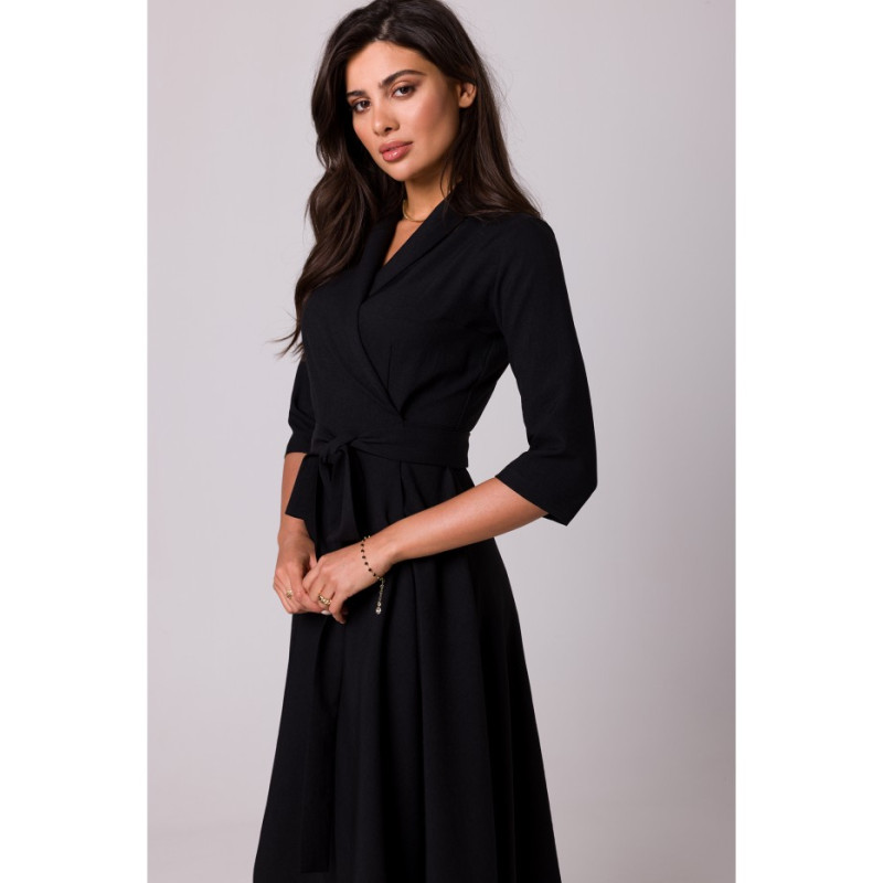 B255 Wrap dress with a shawl collar - black 2
