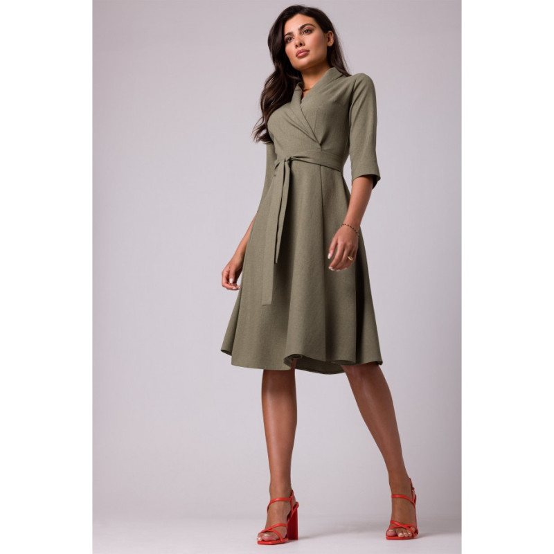 B255 Wrap dress with a shawl collar - olive 2