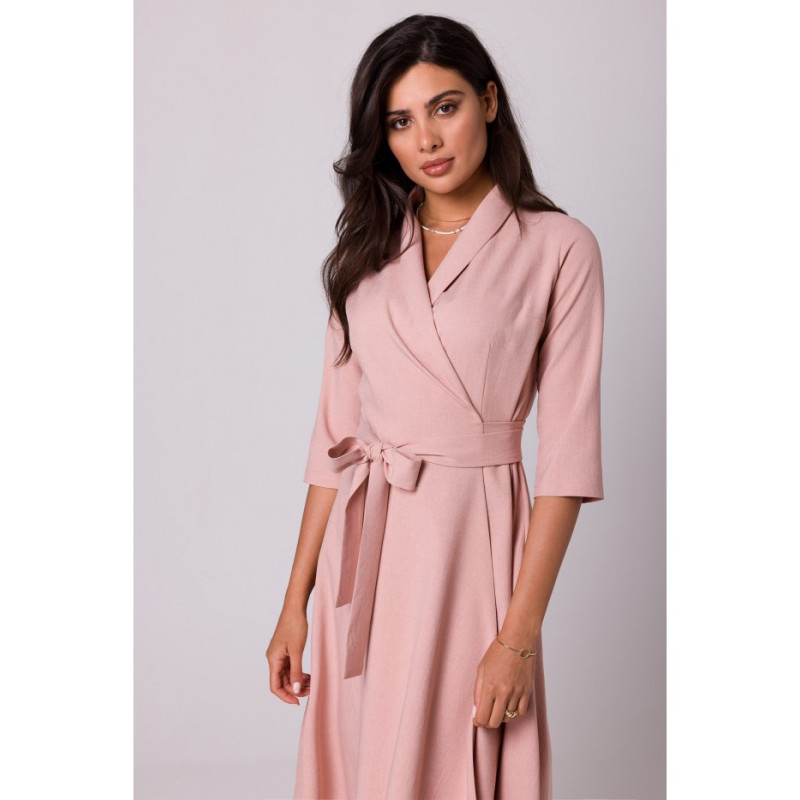 B255 Wrap dress with a shawl collar - pink 2