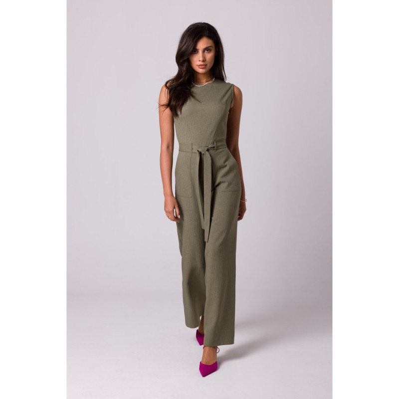 B256 Sleeveless jumpsuit with patch pockets - olive 2