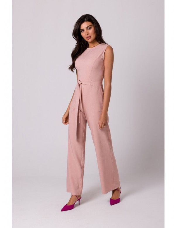 B256 Sleeveless jumpsuit with patch pockets - pink