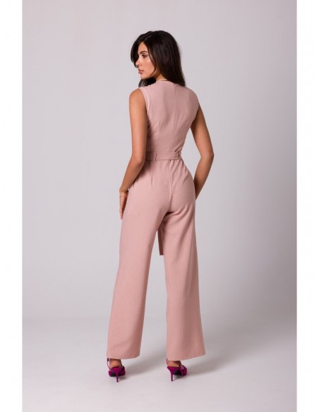 B256 Sleeveless jumpsuit with patch pockets - pink