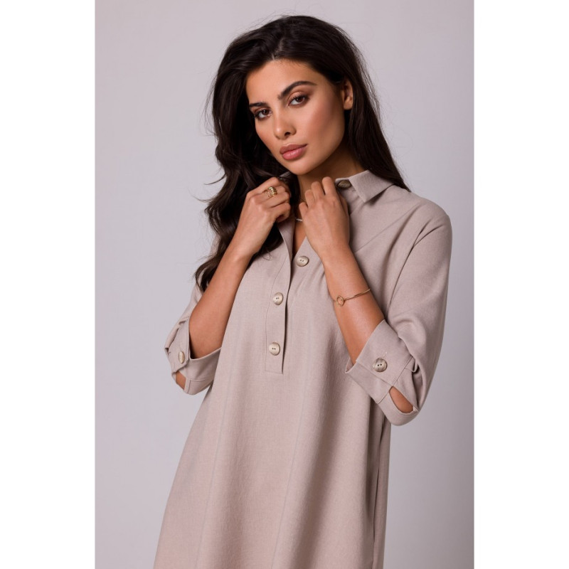 B257 Flared shirt dress - beige 2
