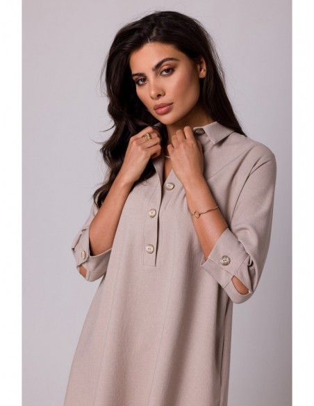 B257 Flared shirt dress - beige