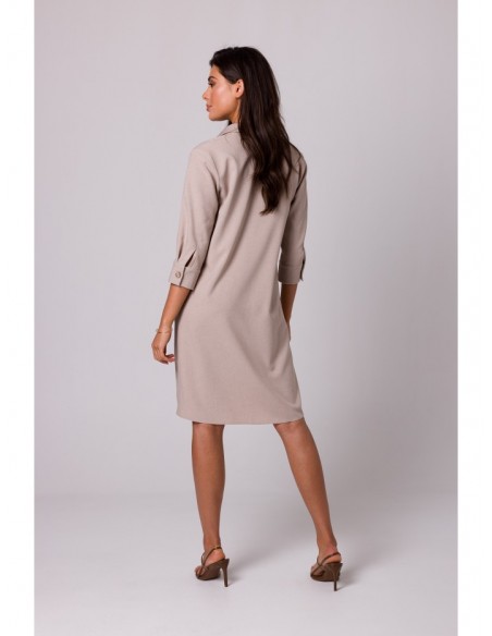 B257 Flared shirt dress - beige