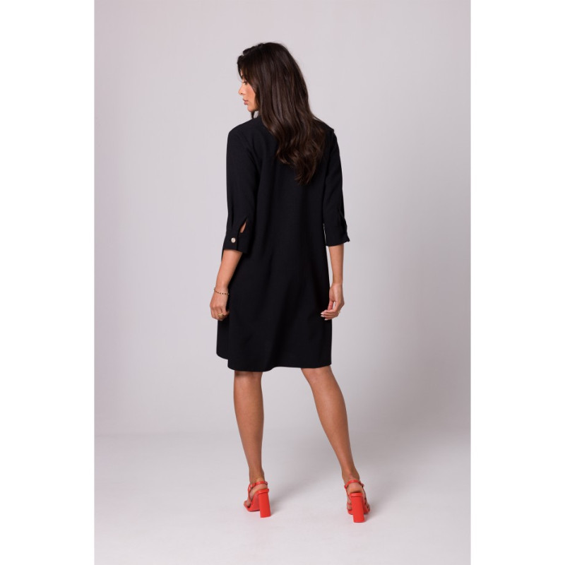 B257 Flared shirt dress - black 2