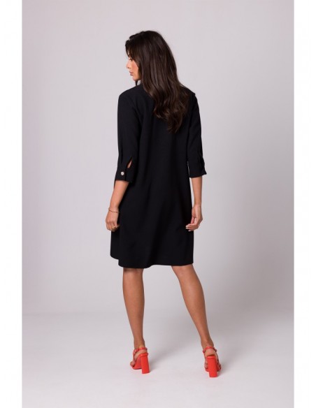 B257 Flared shirt dress - black