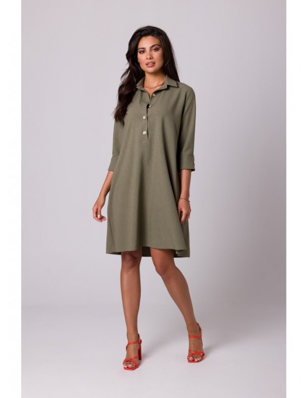 B257 Flared shirt dress - olive