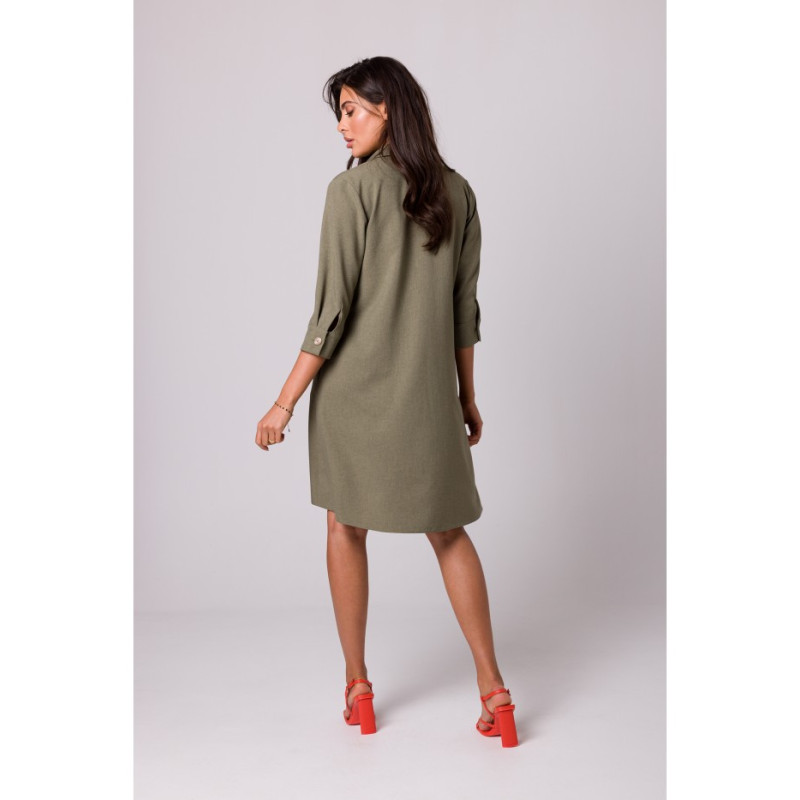 B257 Flared shirt dress - olive 2