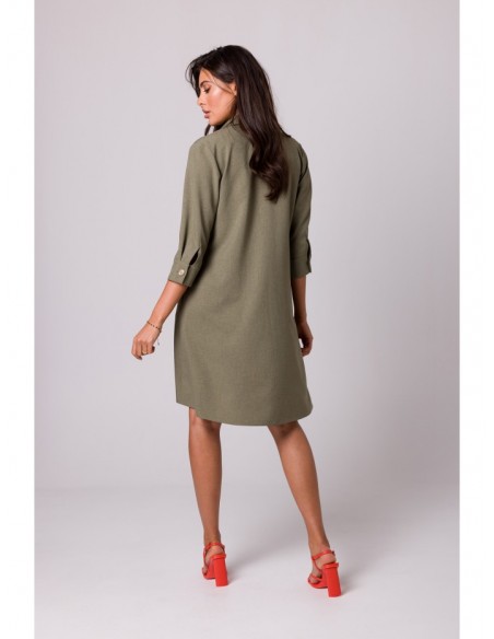 B257 Flared shirt dress - olive