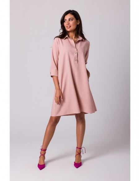 B257 Flared shirt dress - pink