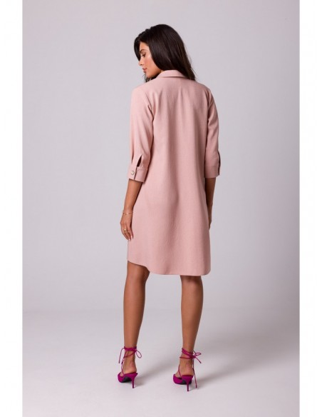 B257 Flared shirt dress - pink