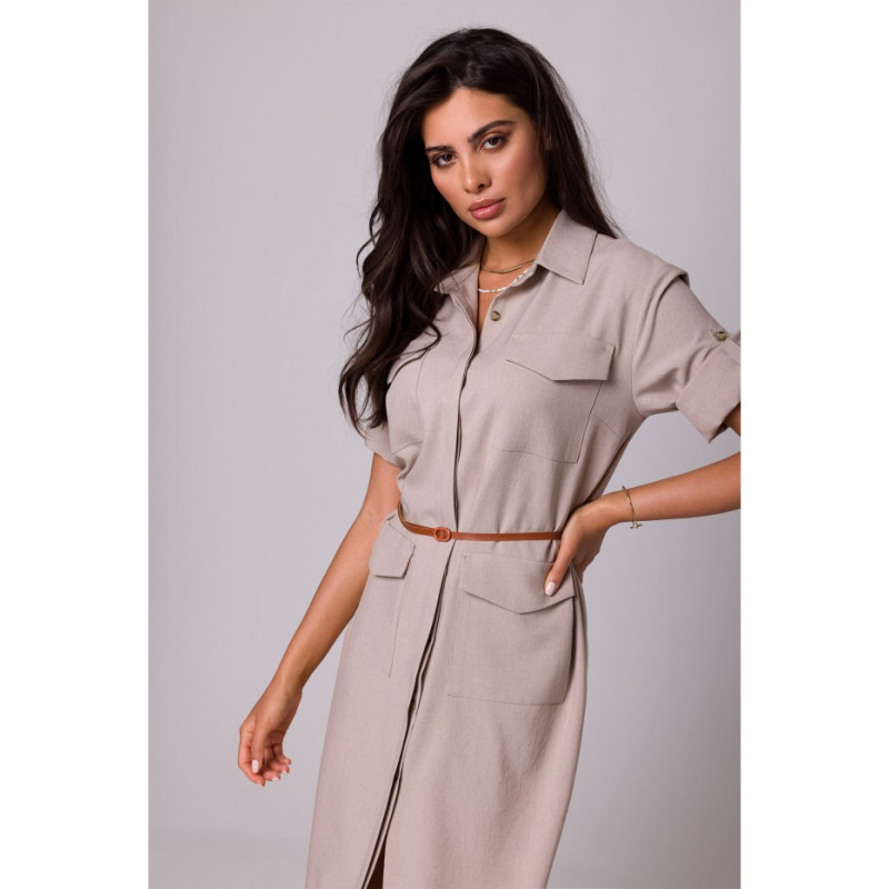 B258 Safari dress with flap pockets - beige 2