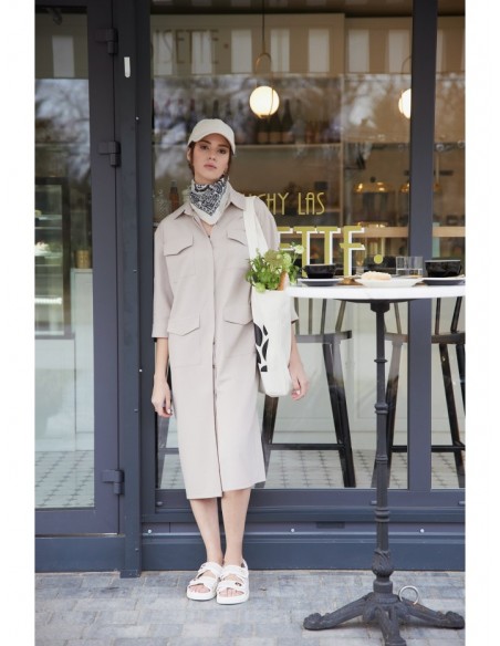 B258 Safari dress with flap pockets - beige