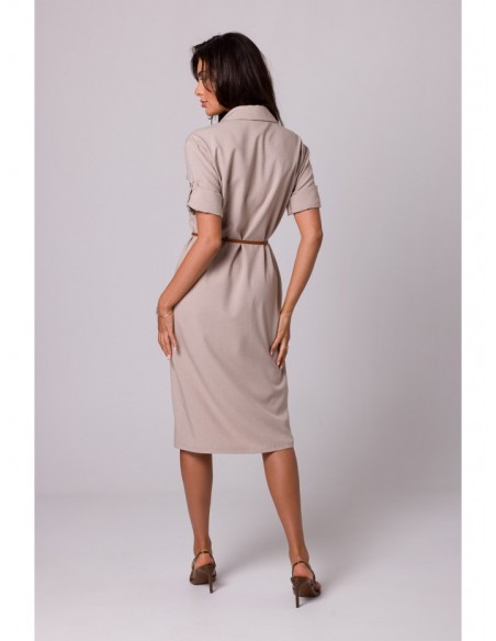 B258 Safari dress with flap pockets - beige