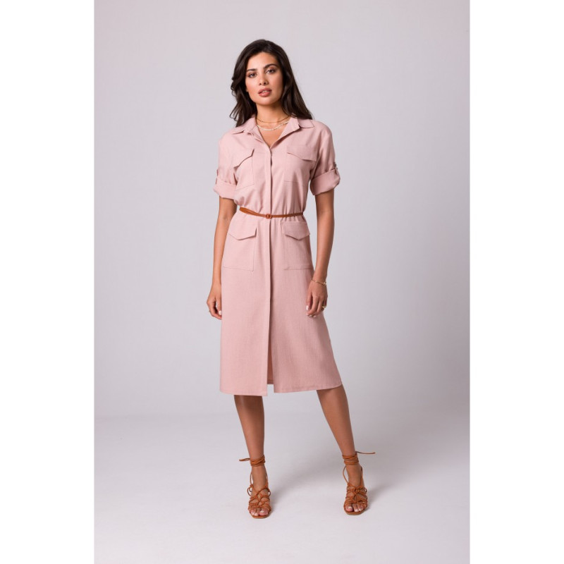 B258 Safari dress with flap pockets - pink 2
