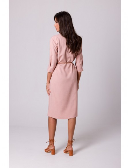 B258 Safari dress with flap pockets - pink