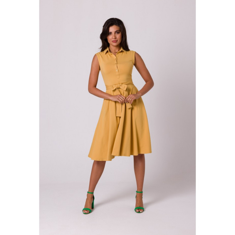 B261 Fit and flare cotton dress - honey 2