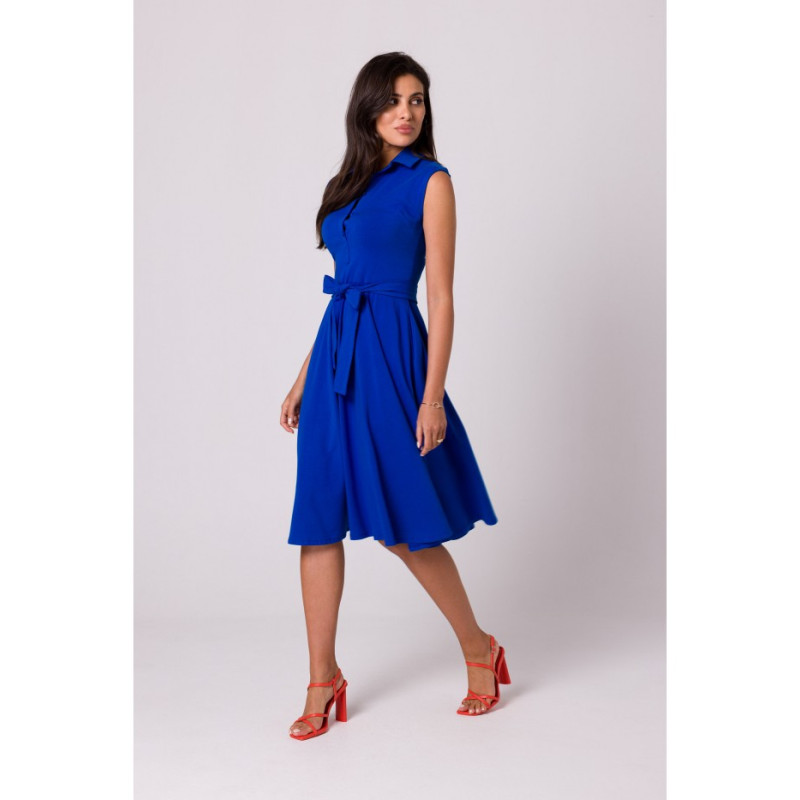 B261 Fit and flare cotton dress - royal blue 2