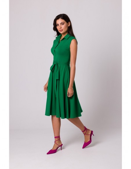 B261 Fit and flare cotton dress - green