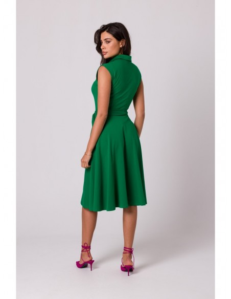 B261 Fit and flare cotton dress - green