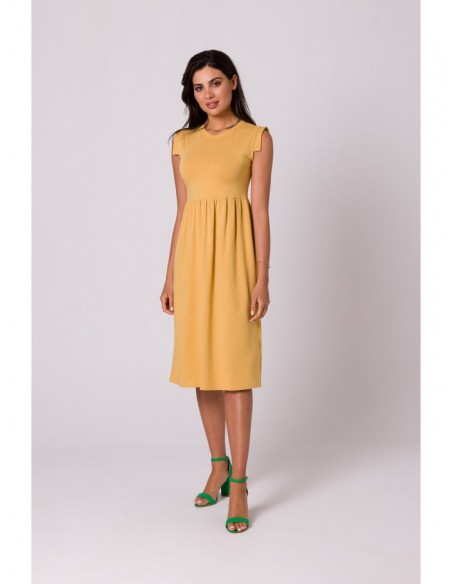 B262 High waisted cotton dress - honey