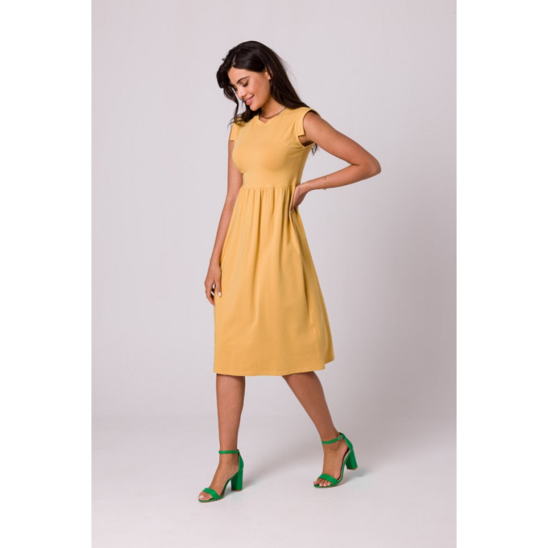 B262 High waisted cotton dress - honey 2