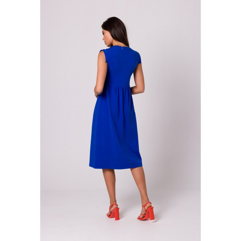 B262 High waisted cotton dress - royal blue 2