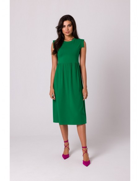 B262 High waisted cotton dress - green