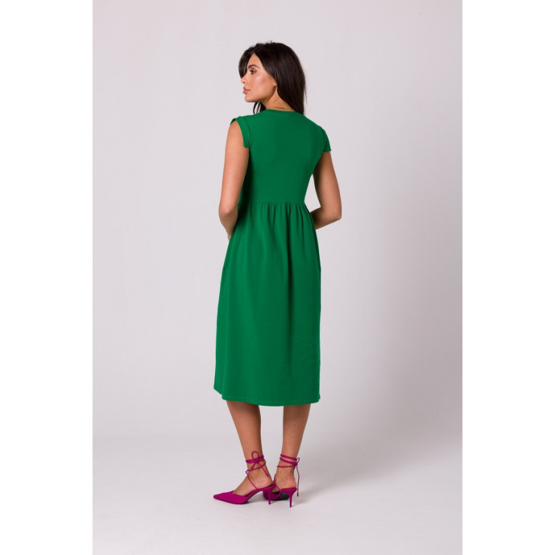 B262 High waisted cotton dress - green 2