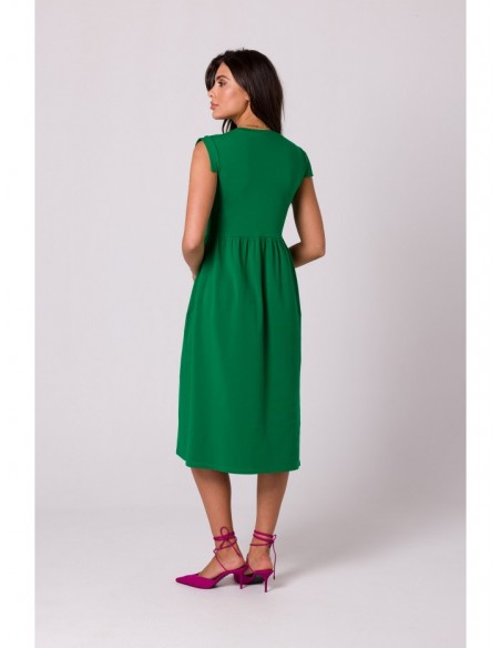 B262 High waisted cotton dress - green