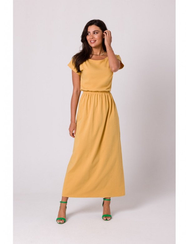 B264 Maxi dress with elasticated waist - honey