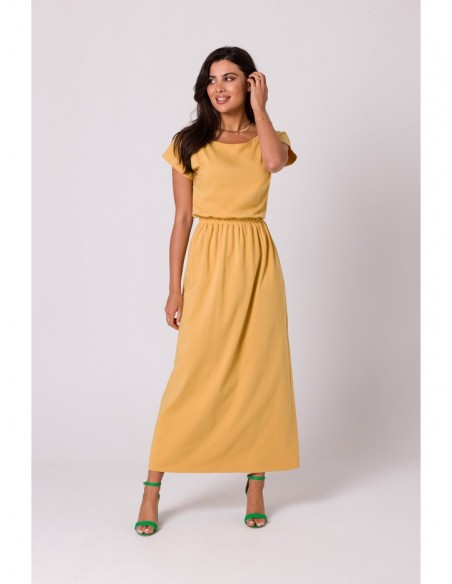 B264 Maxi dress with elasticated waist - honey