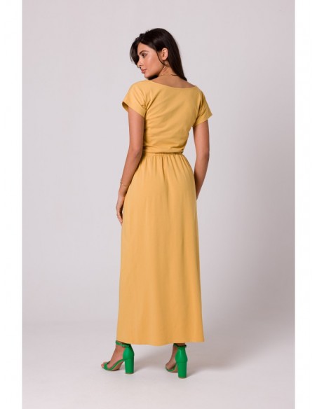 B264 Maxi dress with elasticated waist - honey