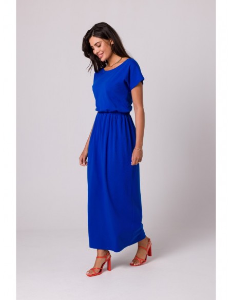 B264 Maxi dress with elasticated waist - royal blue