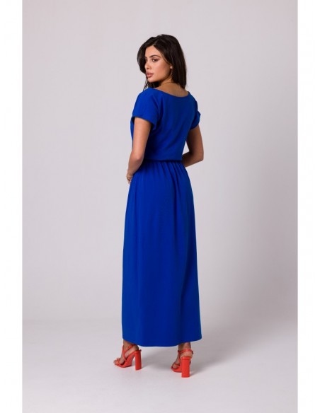 B264 Maxi dress with elasticated waist - royal blue