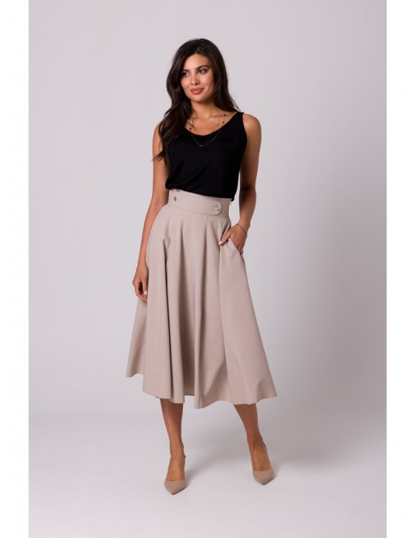 B265 High waisted flared skirt - beige