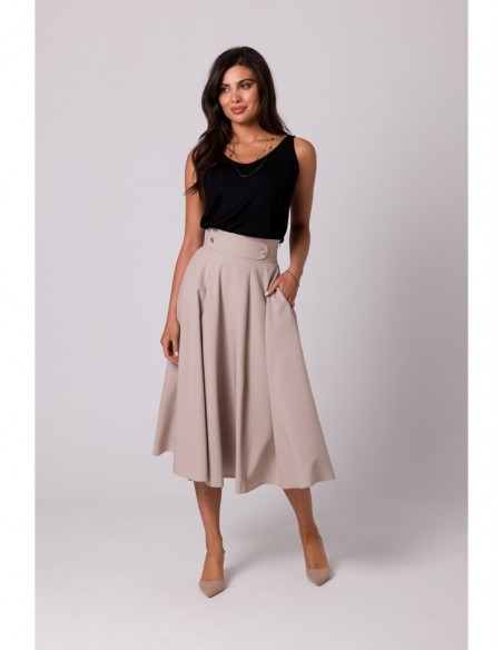 B265 High waisted flared skirt - beige