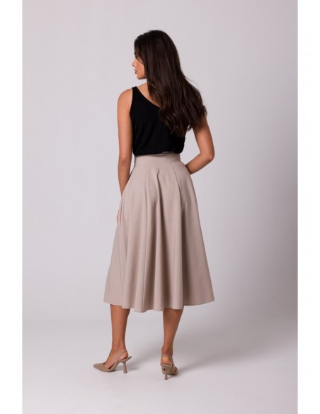 B265 High waisted flared skirt - beige