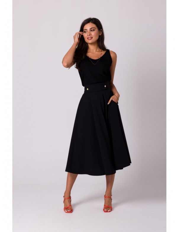 B265 High waisted flared skirt - black