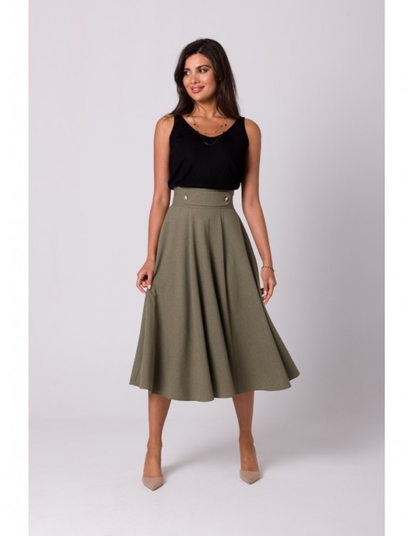 B265 High waisted flared skirt - olive