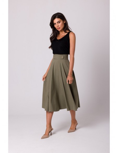 B265 High waisted flared skirt - olive