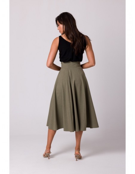 B265 High waisted flared skirt - olive