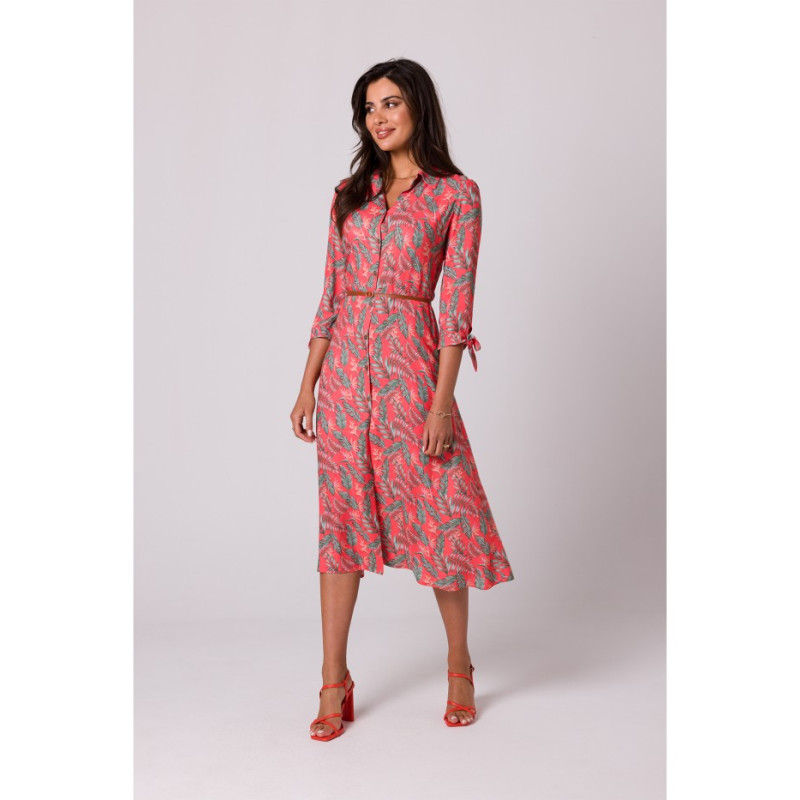 B259 Button down shirt dress - model 1 2