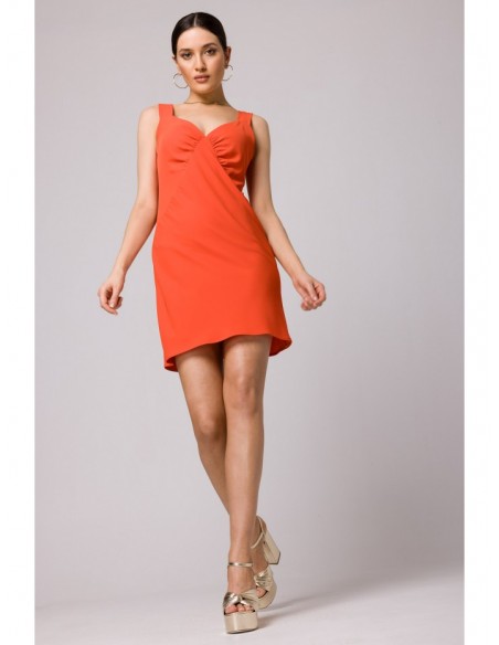 K159 Mini dress with straps - coral